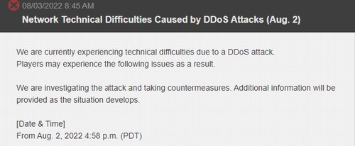 官方声明最终幻想14游戏在北美地区遭受DDoS攻击